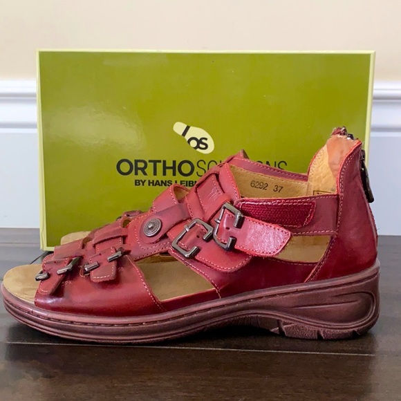 Ortho Solutions by Hans Leibniz Leather Sandals - Wine Red.  Size: 37 - Picture 4 of 6